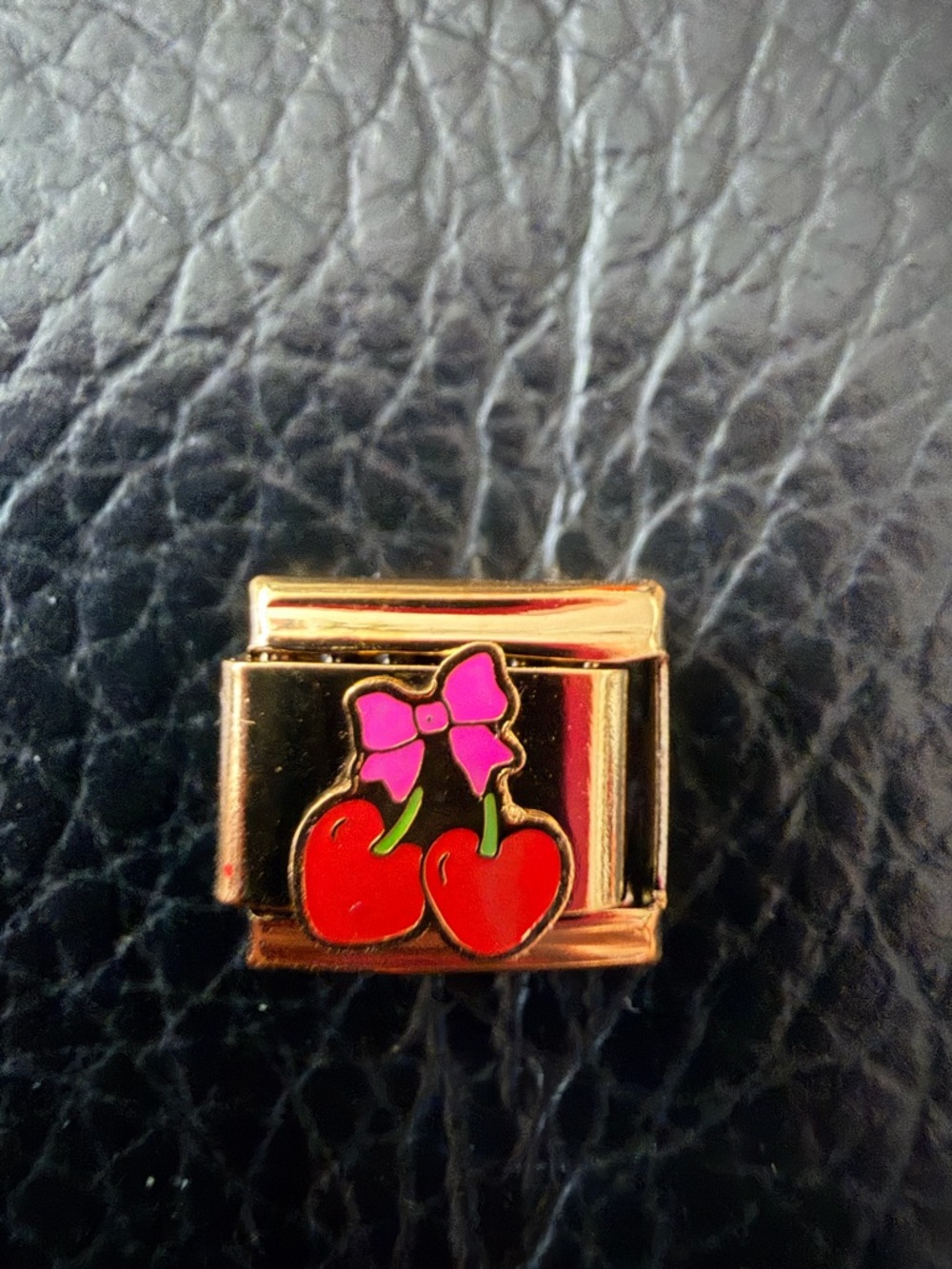 Gold tone Cherry Bow Italian Charm Link